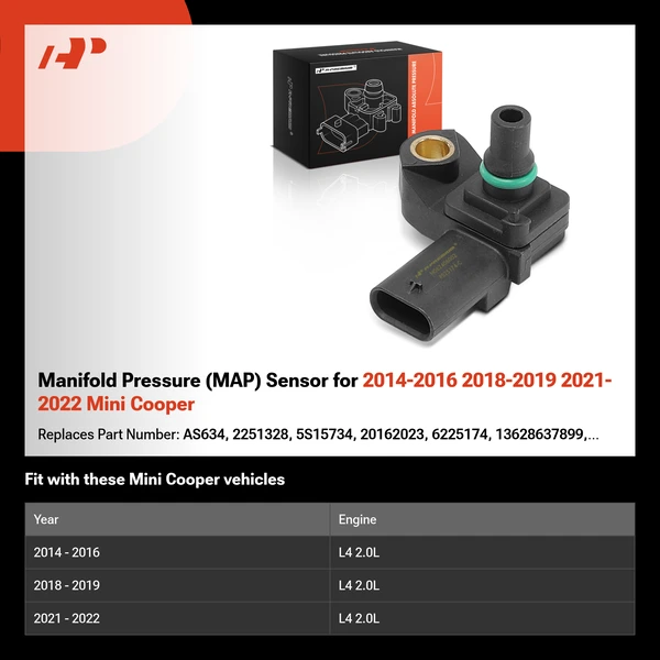 Manifold Pressure (MAP) Sensor for 2014-2016 2018-2019 2021-2022 Mini Cooper