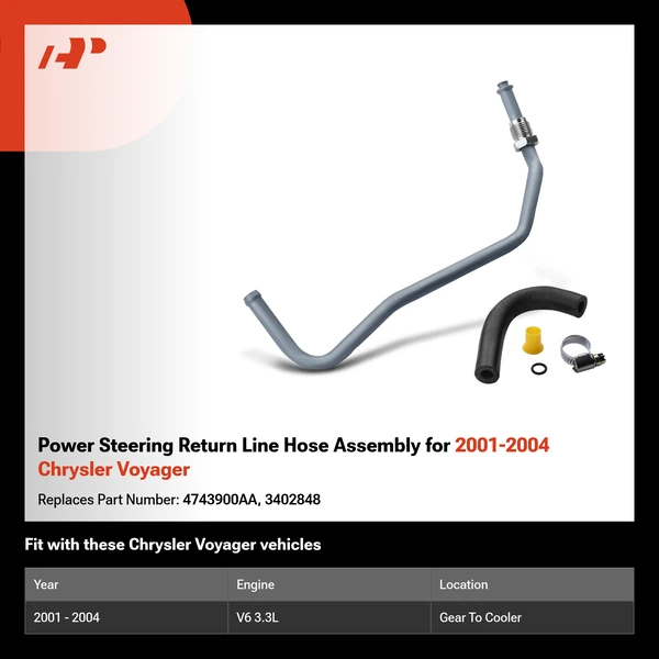 Power Steering Return Line Hose Assembly for 2001-2004 Chrysler Voyager