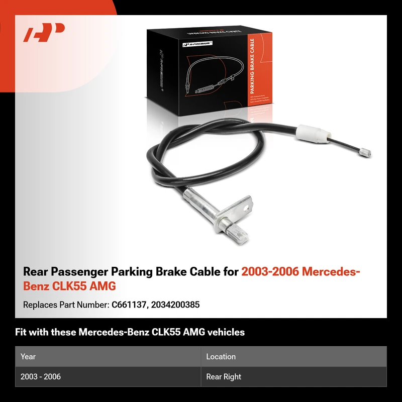 Rear Passenger Parking Brake Cable for 2003-2006 Mercedes-Benz CLK55 AMG