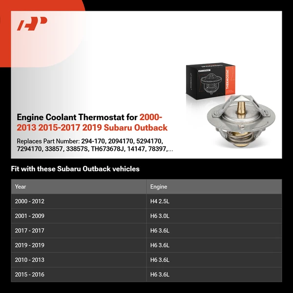 Engine Coolant Thermostat for 2000-2013 2015-2017 2019 Subaru Outback