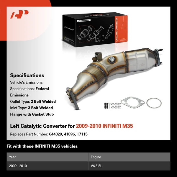 Left Catalytic Converter for 2009-2010 INFINITI M35