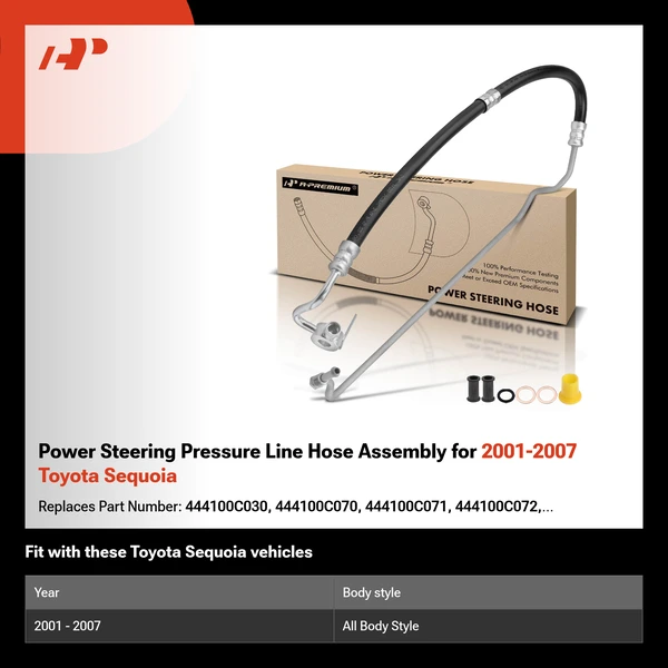 Power Steering Pressure Line Hose Assembly for 2001-2007 Toyota Sequoia