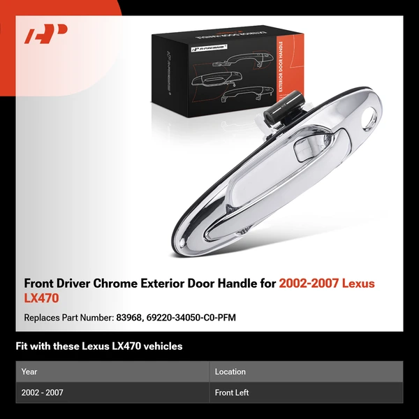 Front Driver Chrome Exterior Door Handle for 2002-2007 Lexus LX470