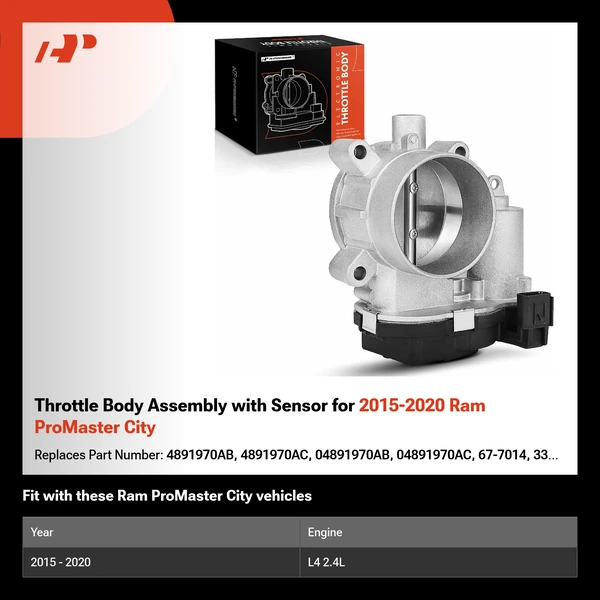 Throttle Body Assembly with Sensor for 2015-2020 Ram ProMaster City