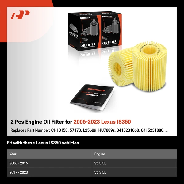 2 Pcs Engine Oil Filter for 2006-2023 Lexus IS350