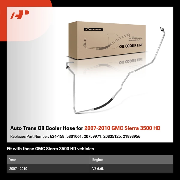 Auto Trans Oil Cooler Hose for 2007-2010 GMC Sierra 3500 HD