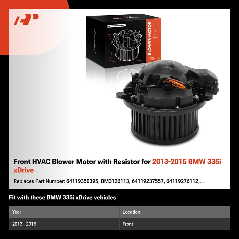Front HVAC Blower Motor with Resistor for 2013-2015 BMW 335i xDrive