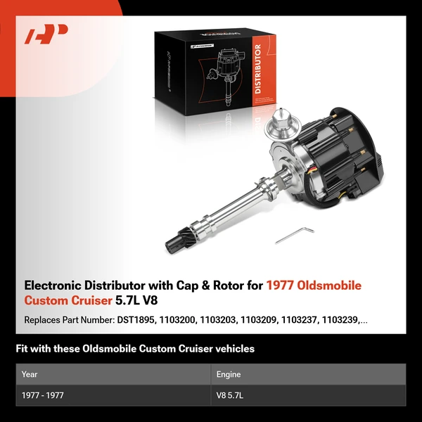 Electronic Distributor with Cap & Rotor for 1977 Oldsmobile Custom Cruiser 5.7L V8
