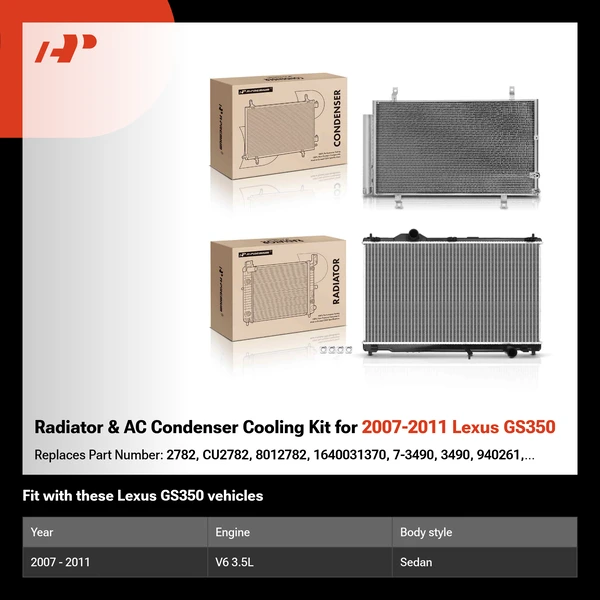 Radiator & AC Condenser Cooling Kit for 2007-2011 Lexus GS350