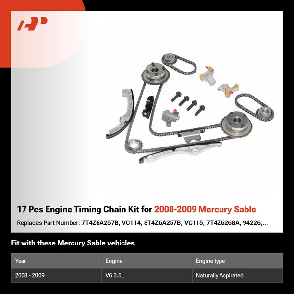 17 Pcs Engine Timing Chain Kit for 2008-2009 Mercury Sable