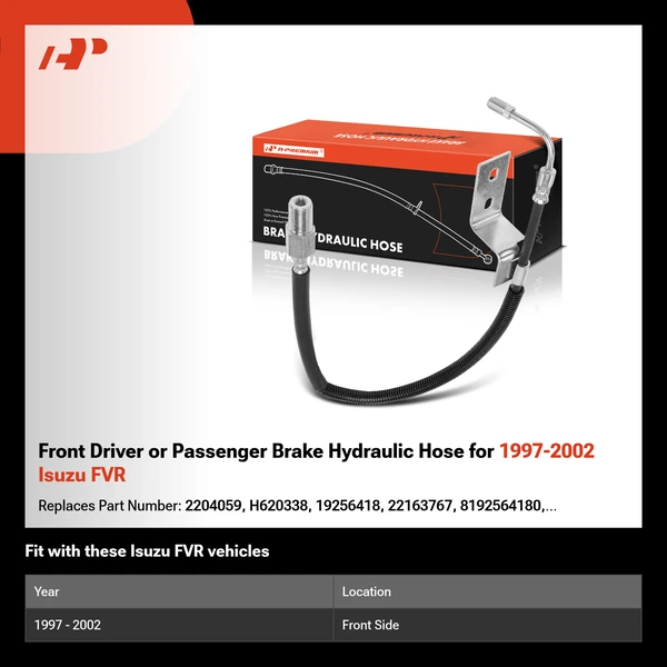 Front Driver or Passenger Brake Hydraulic Hose for 1997-2002 Isuzu FVR