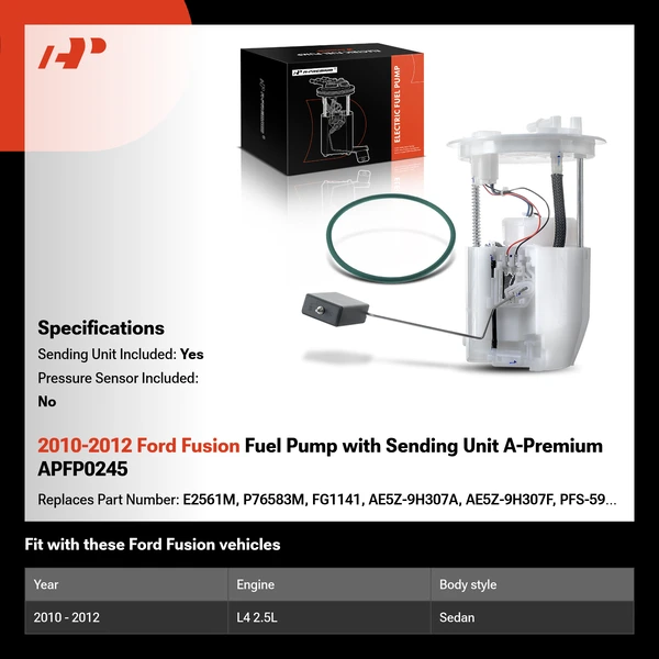 2010-2012 Ford Fusion Fuel Pump with Sending Unit A-Premium APFP0245