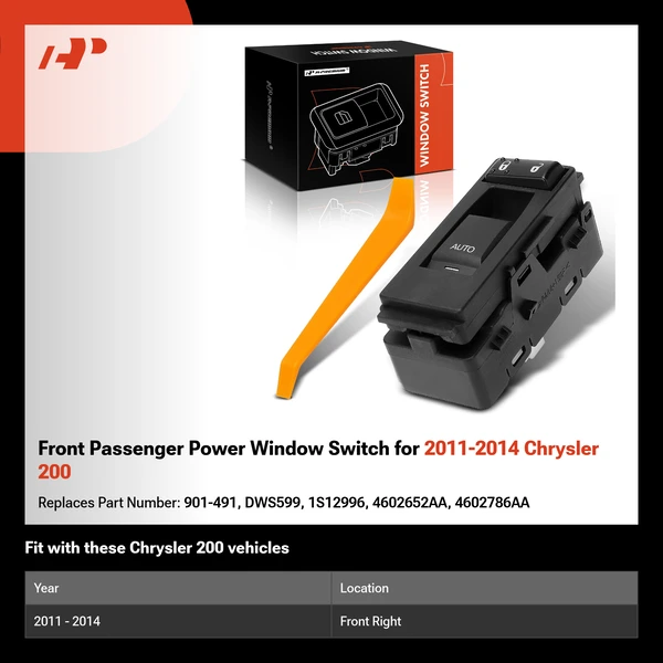 Front Passenger Power Window Switch for 2011-2014 Chrysler 200
