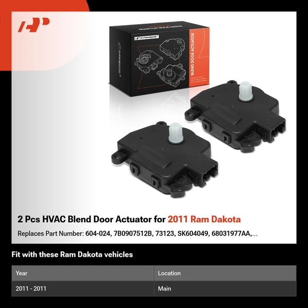 2 Pcs HVAC Blend Door Actuator for 2011 Ram Dakota
