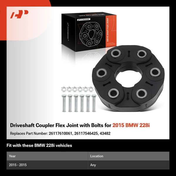 Driveshaft Coupler Flex Joint with Bolts for 2015 BMW 228i