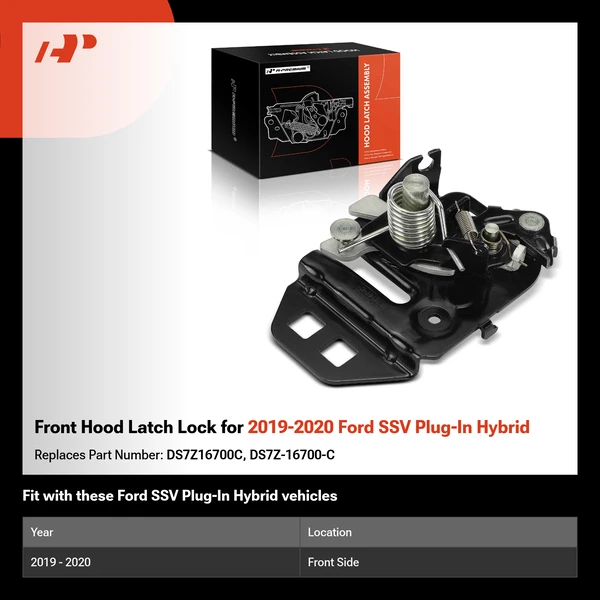 Front Hood Latch Lock for 2019-2020 Ford SSV Plug-In Hybrid
