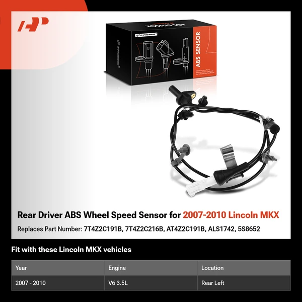 Rear Driver ABS Wheel Speed Sensor for 2007-2010 Lincoln MKX