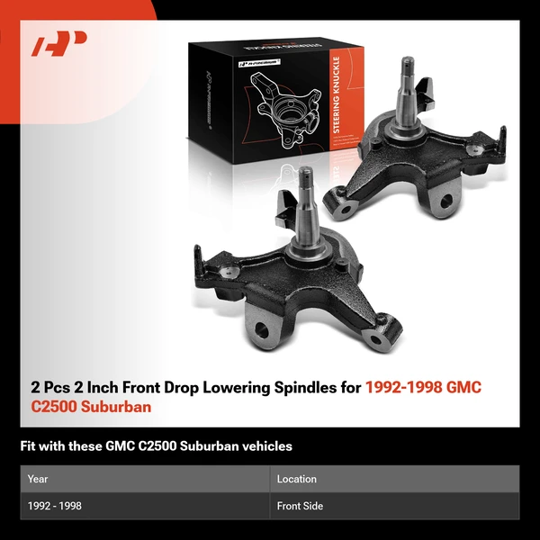 2 Pcs 2 Inch Front Drop Lowering Spindles for 1992-1998 GMC C2500 Suburban