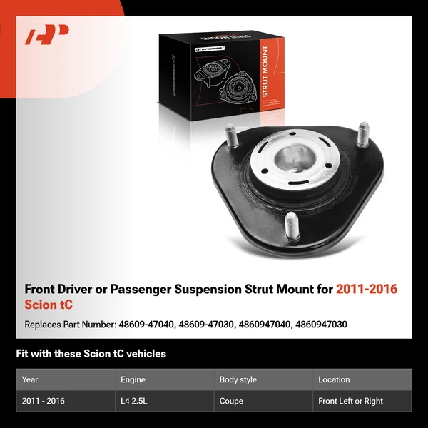 Front Driver or Passenger Suspension Strut Mount for 2011-2016 Scion tC