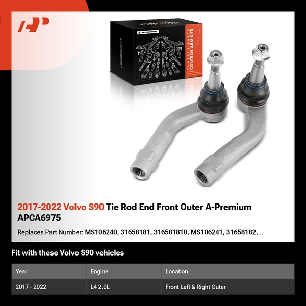 2017-2022 Volvo S90 Tie Rod End Front Outer A-Premium APCA6975