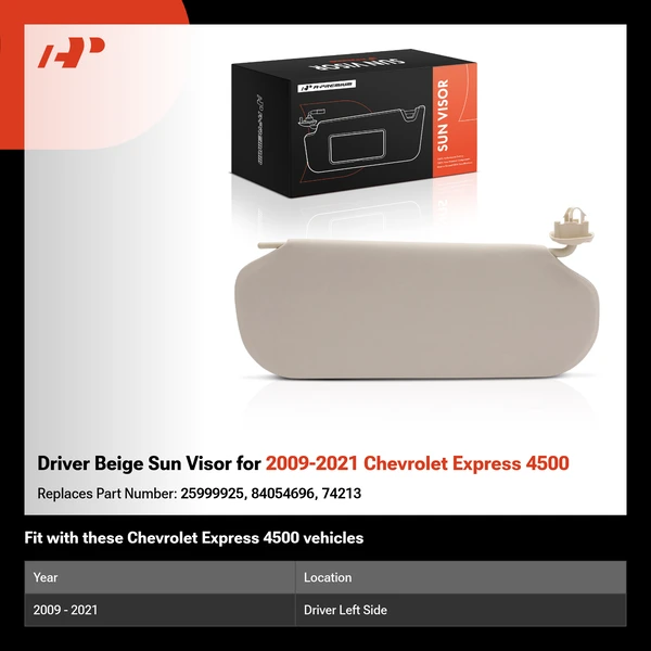 Driver Beige Sun Visor for 2009-2021 Chevrolet Express 4500