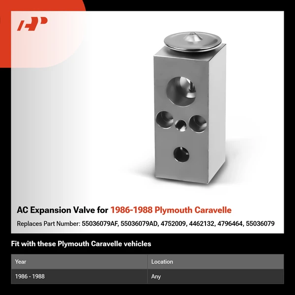 AC Expansion Valve for 1986-1988 Plymouth Caravelle