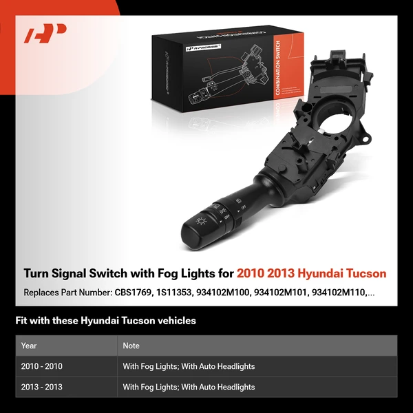 Turn Signal Switch with Fog Lights for 2010 2013 Hyundai Tucson