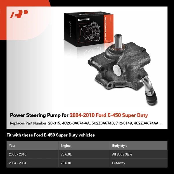 Power Steering Pump for 2004-2010 Ford E-450 Super Duty