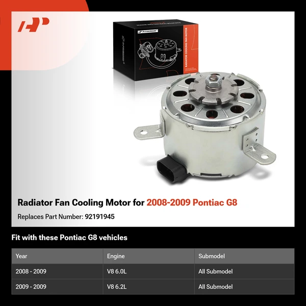 Radiator Fan Cooling Motor for 2008-2009 Pontiac G8