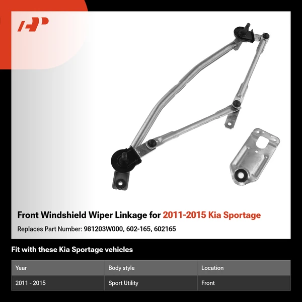 Front Windshield Wiper Linkage for 2011-2015 Kia Sportage
