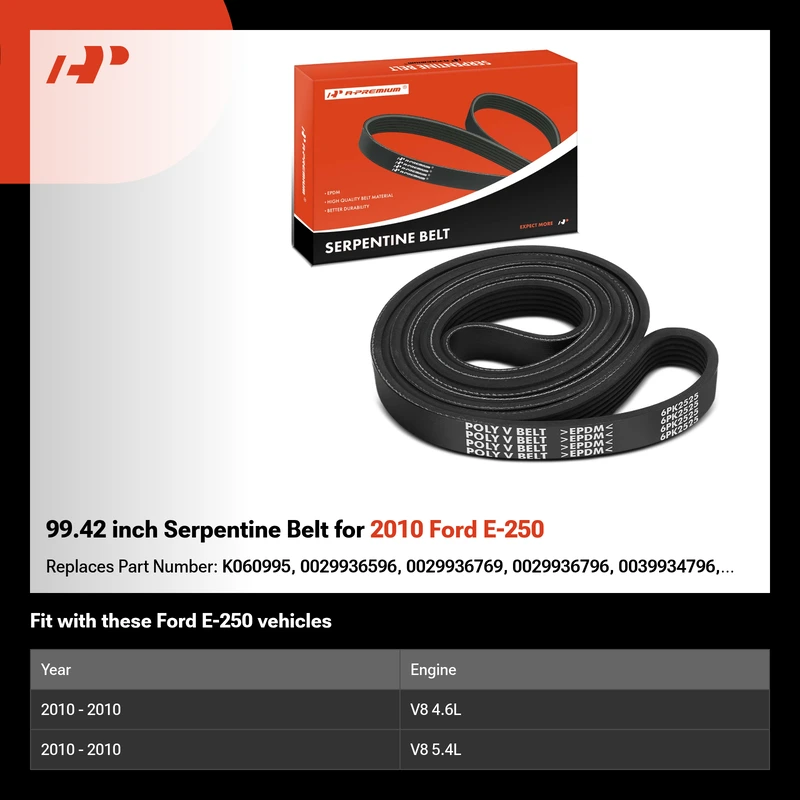 99.42 inch Serpentine Belt for 2010 Ford E-250