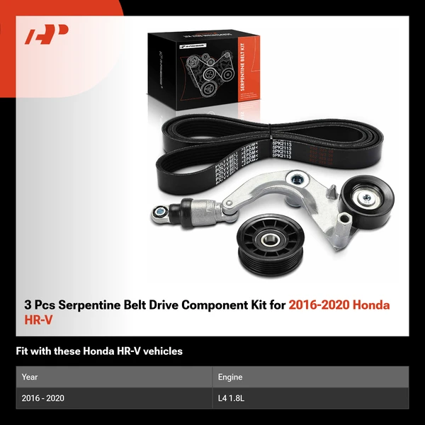 3 Pcs Serpentine Belt Drive Component Kit for 2016-2020 Honda HR-V
