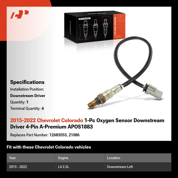 2015-2022 Chevrolet Colorado 1-Pc Oxygen Sensor Downstream Driver 4-Pin A-Premium APOS1883