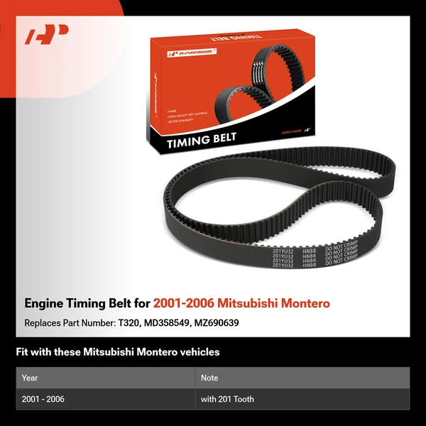 Engine Timing Belt for 2001-2006 Mitsubishi Montero