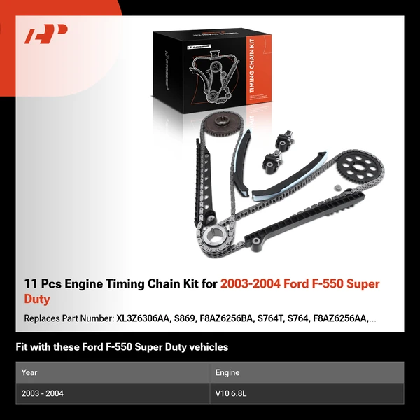 11 Pcs Engine Timing Chain Kit for 2003-2004 Ford F-550 Super Duty