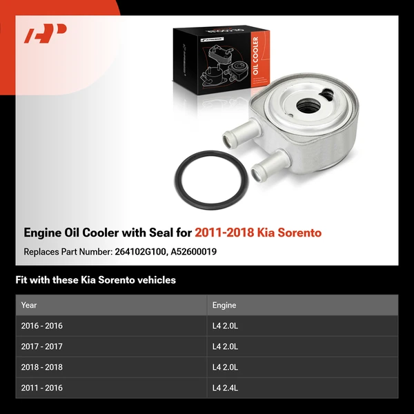 Engine Oil Cooler with Seal for 2011-2018 Kia Sorento