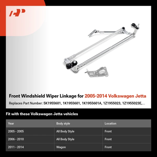 Front Windshield Wiper Linkage for 2005-2014 Volkswagen Jetta