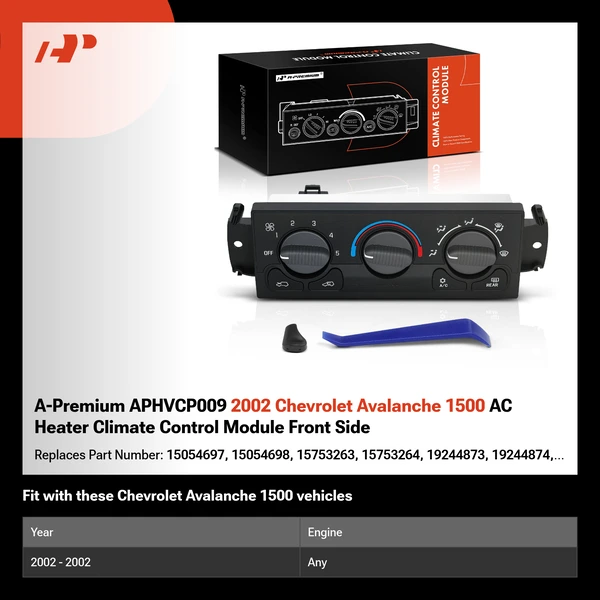 A-Premium APHVCP009 2002 Chevrolet Avalanche 1500 AC Heater Climate Control Module Front Side