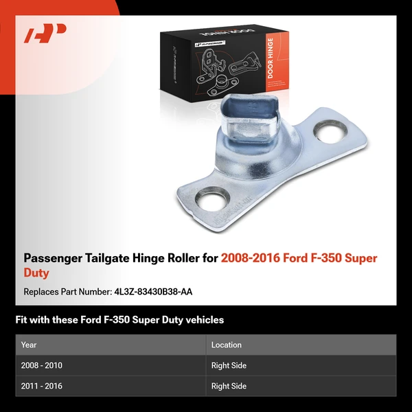 Passenger Tailgate Hinge Roller for 2008-2016 Ford F-350 Super Duty