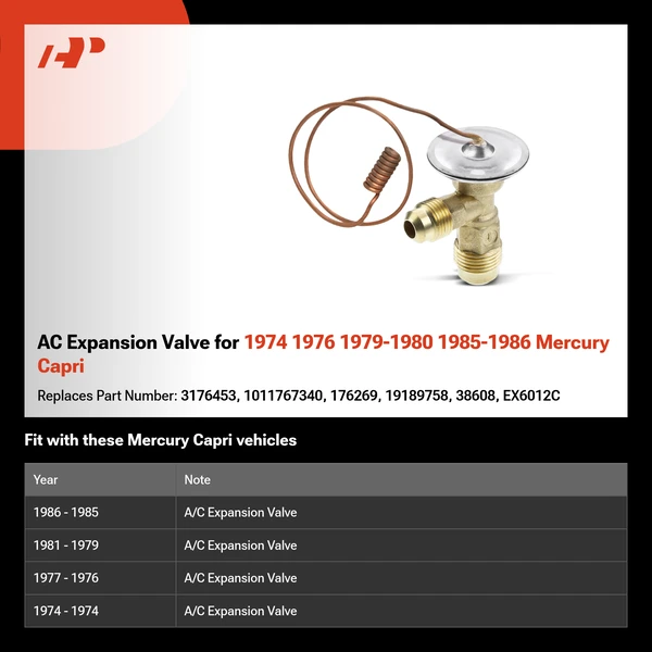 AC Expansion Valve for 1974 1976 1979-1980 1985-1986 Mercury Capri