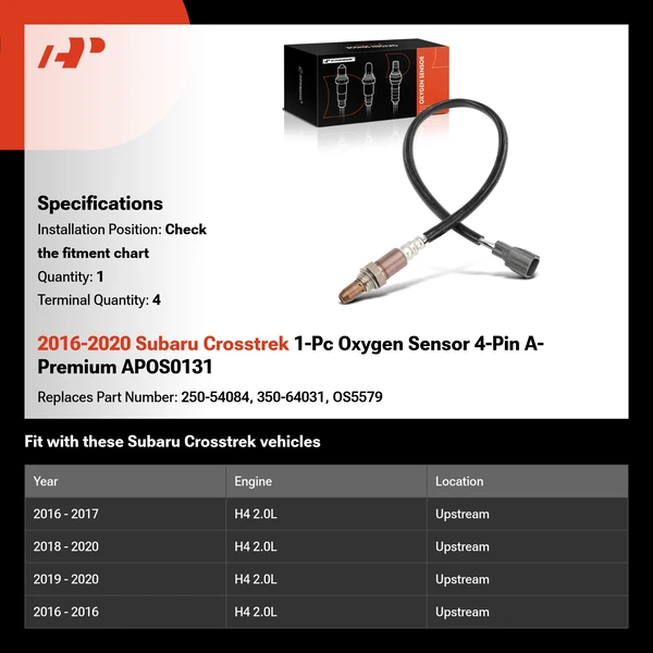 2016-2020 Subaru Crosstrek 1-Pc Oxygen Sensor 4-Pin A-Premium APOS0131