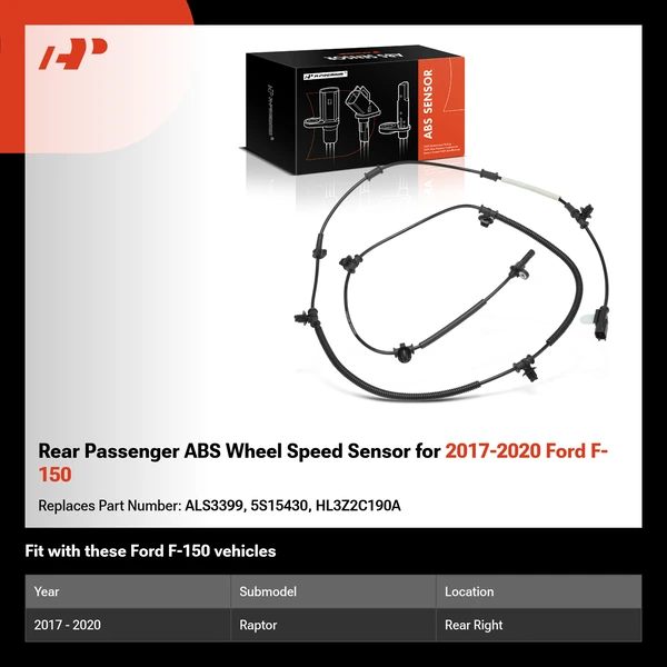 Rear Passenger ABS Wheel Speed Sensor for 2017-2020 Ford F-150