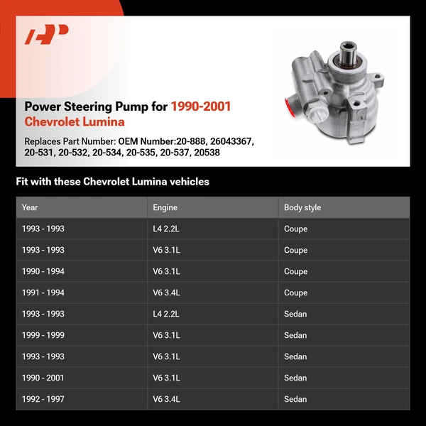 Power Steering Pump for 1990-2001 Chevrolet Lumina