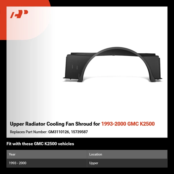 Upper Radiator Cooling Fan Shroud for 1993-2000 GMC K2500