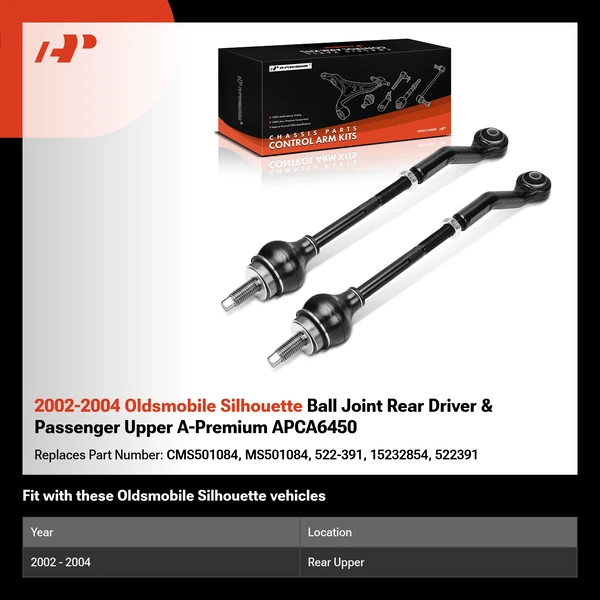 2002-2004 Oldsmobile Silhouette Ball Joint Rear Driver & Passenger Upper A-Premium APCA6450