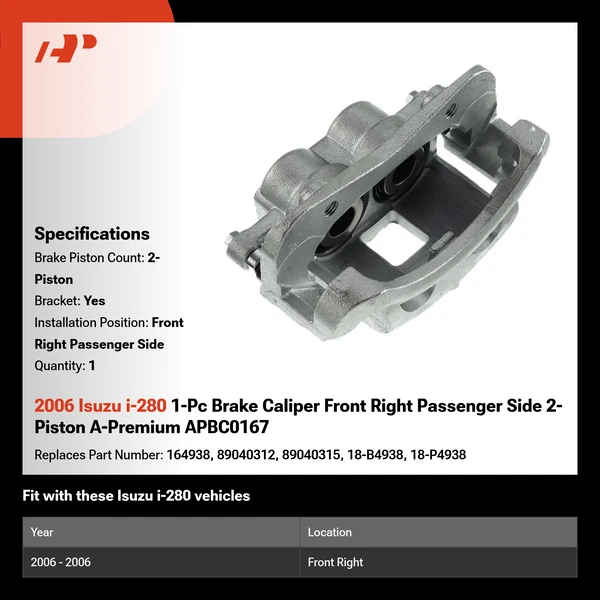 2006 Isuzu i-280 1-Pc Brake Caliper Front Right Passenger Side 2-Piston A-Premium APBC0167