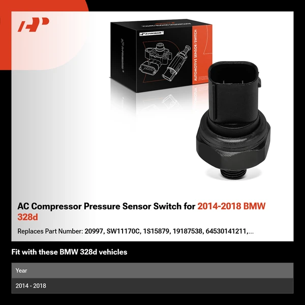 AC Compressor Pressure Sensor Switch for 2014-2018 BMW 328d