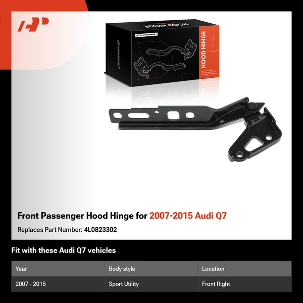 Front Passenger Hood Hinge for 2007-2015 Audi Q7