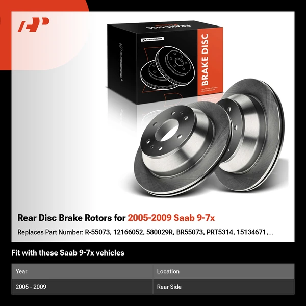 Rear Disc Brake Rotors for 2005-2009 Saab 9-7x