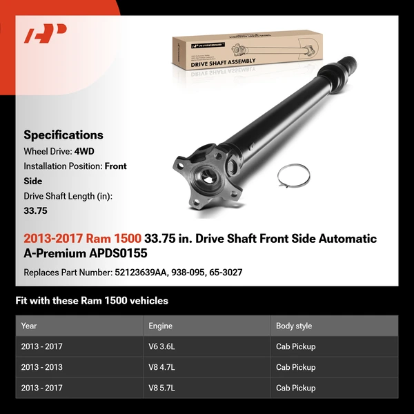 2013-2017 Ram 1500 33.75 in. Drive Shaft Front Side Automatic A-Premium APDS0155